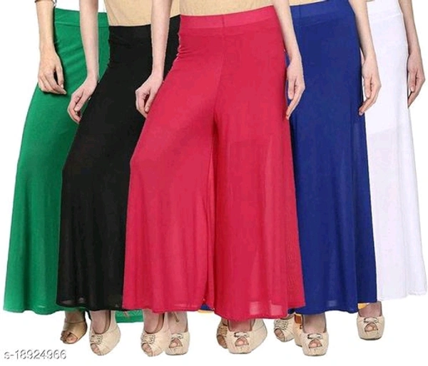 ASA-Stylish Casual Wear Malai Lycra Pant Palazzo Combo Pack of 5 - Free Size - 36