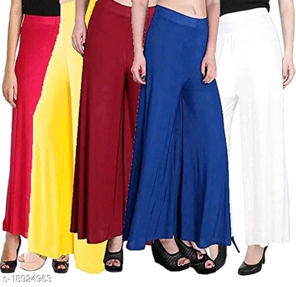 ASA-Stylish Casual Wear Malai Lycra Pant Palazzo Combo Pack of 5  - Free Size
