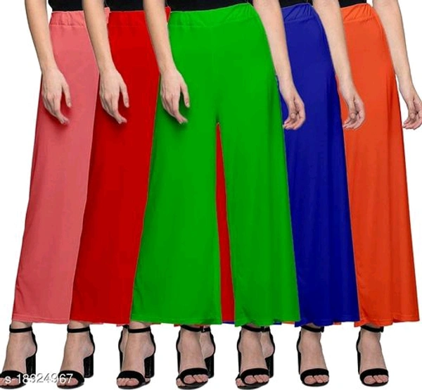 ASA-Stylish Casual Wear Malai Lycra Pant Palazzo Combo Pack of 5 - Free Size