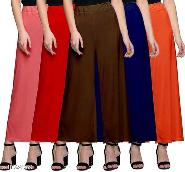 ASA-Stylish Casual Wear Malai Lycra Pant Palazzo Combo Pack of 5 - Free Size