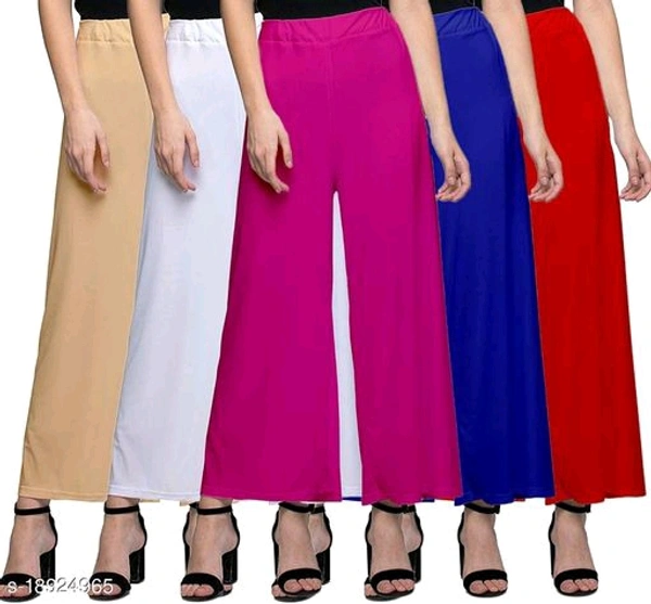 ASA-Stylish Casual Wear Malai Lycra Pant Palazzo Combo Pack of 5 - 38