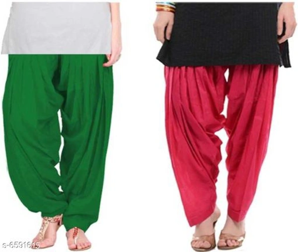 Women Patiala Salwar Pant combo of 2 - Green Pink , Free size