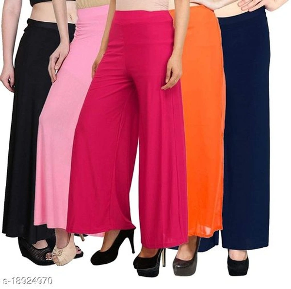 ASA-Stylish Casual Wear Malai Lycra Pant Palazzo Combo Pack of 5 - Free Size