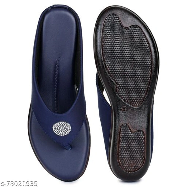 ShoeNstring Women Casual Flats - Nevy Blue , IND-4 