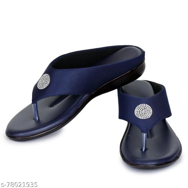 ShoeNstring Women Casual Flats - Nevy Blue , IND-4 