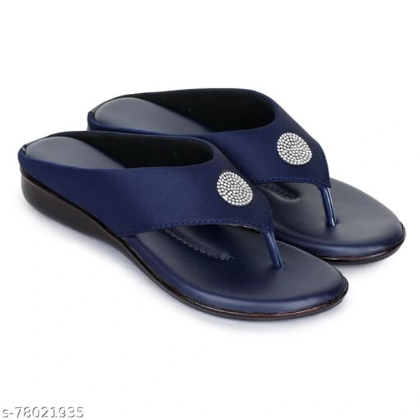 ShoeNstring Women Casual Flats - Nevy Blue , IND-5 