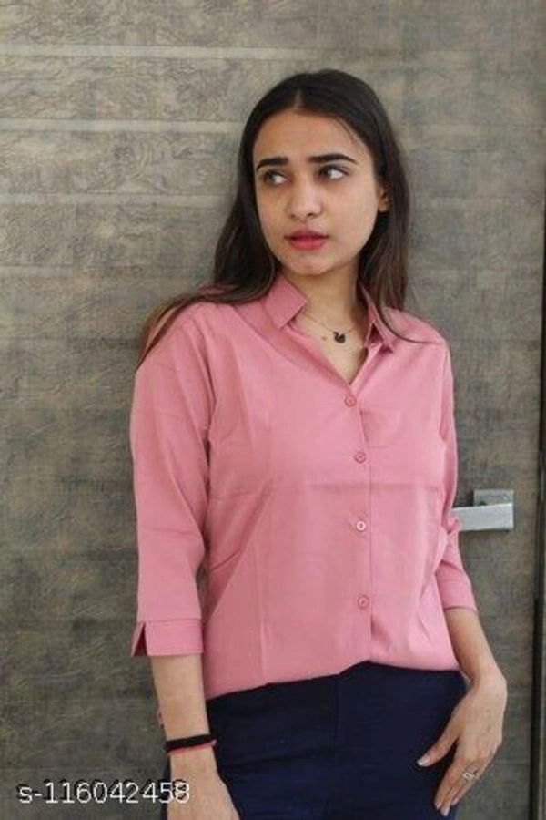 IA Fashions  Women's Slim Fit Solid Cotton Casual/Formal Shirts for Women Office Wear (SkyBlue) - Pink, XL