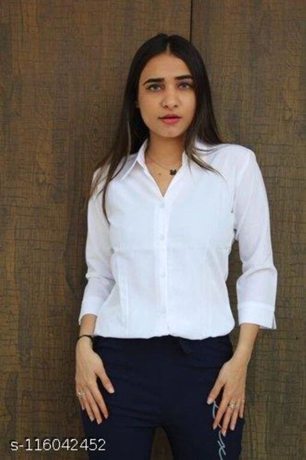 IA Fashions  Women's Slim Fit Solid Cotton Casual/Formal Shirts for Women Office Wear (SkyBlue) - white, L