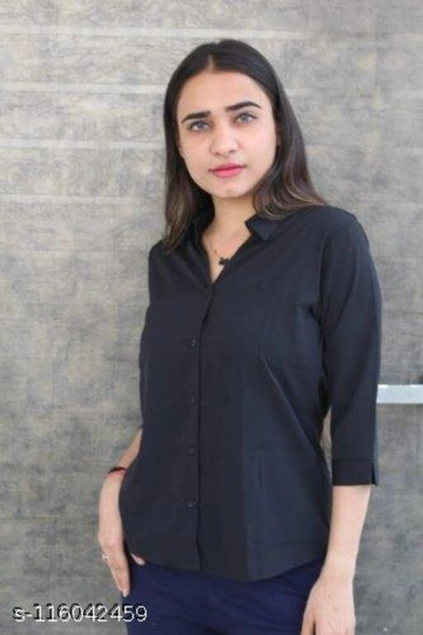 IA Fashions  Women's Slim Fit Solid Cotton Casual/Formal Shirts for Women Office Wear (SkyBlue) - black, XL