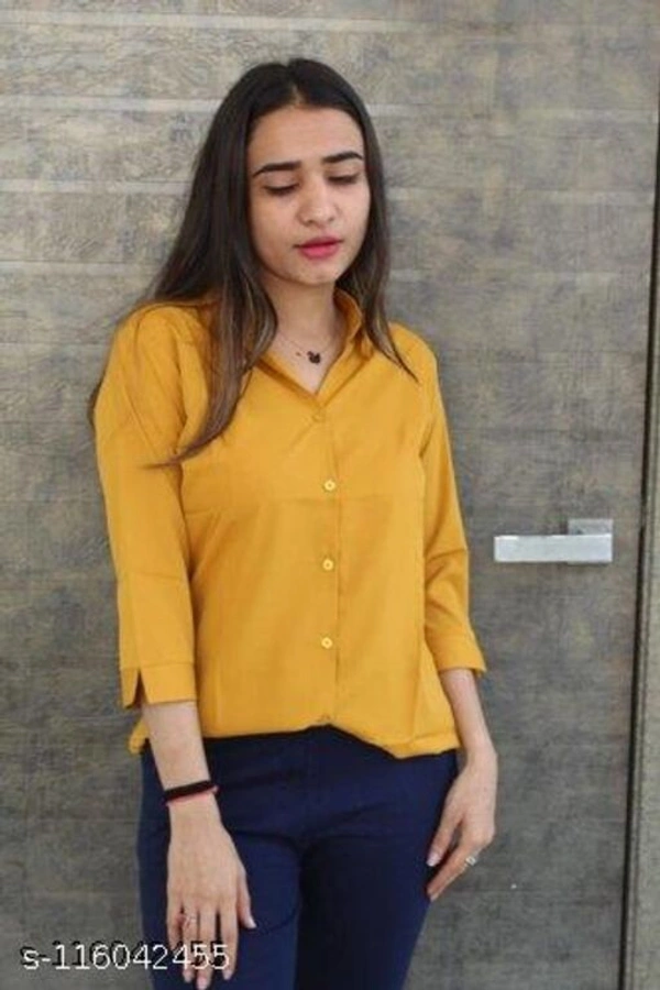 IA Fashions  Women's Slim Fit Solid Cotton Casual/Formal Shirts for Women Office Wear (SkyBlue) - yellow, XL