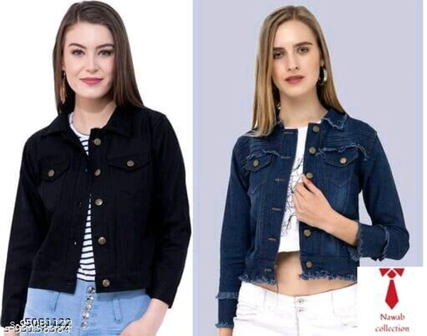 TREANDING FASHIONBLE SOLID WOMEN JACKET& COMBO - Black Nevy Blue , M 