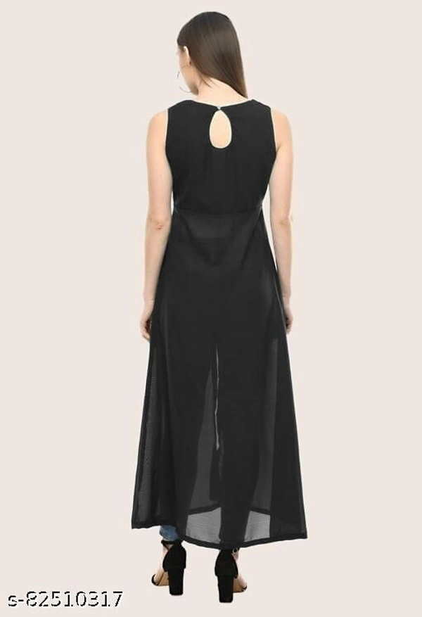 Madhav Fashion World Black Georgette Front Slit Kurtis - Black, XL 
