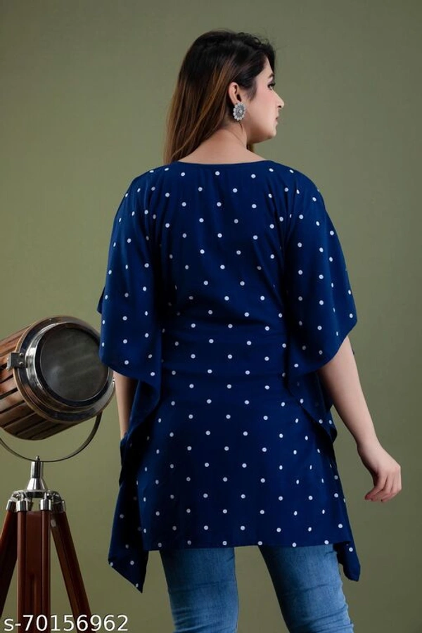 Stylish Rayon Printed Navy Blue women Kaftan Top - Blue, XXL 