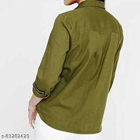 Trendy Women's Regular Fit Solid Spread Collar Casual Shirt  - Forestgreen, XL