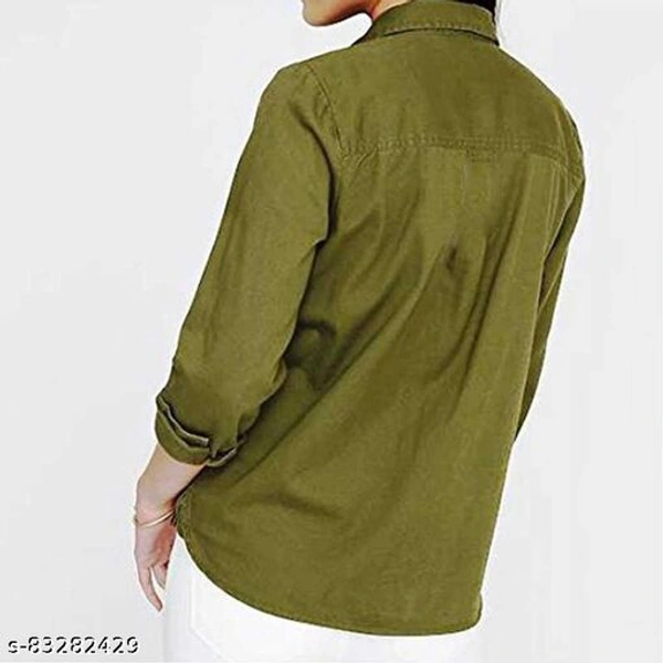 Trendy Women's Regular Fit Solid Spread Collar Casual Shirt  - Forestgreen, XL