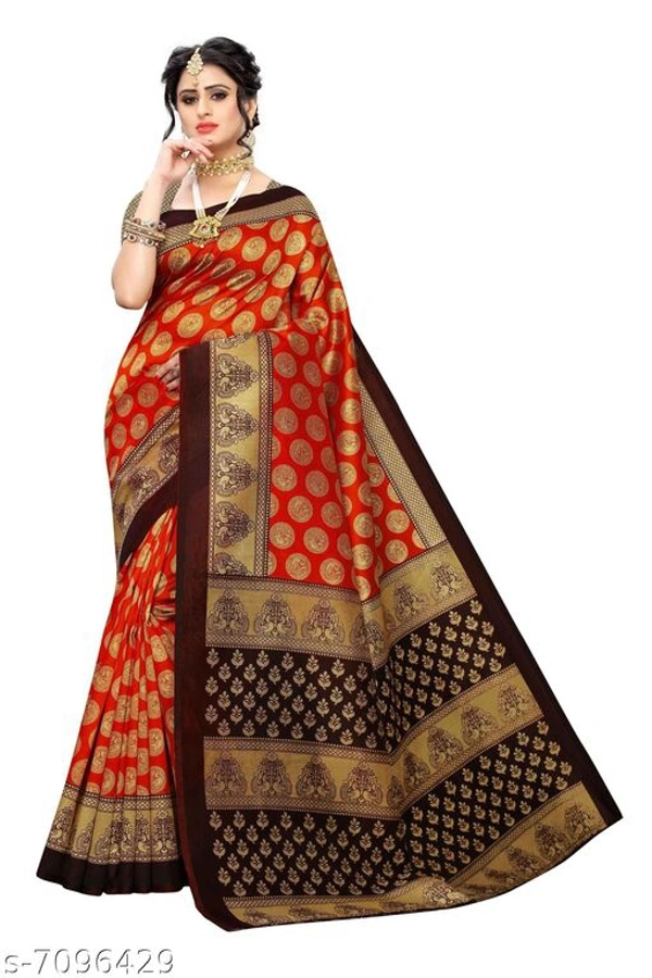 Attractive Art Silk Saree - Red, Free size