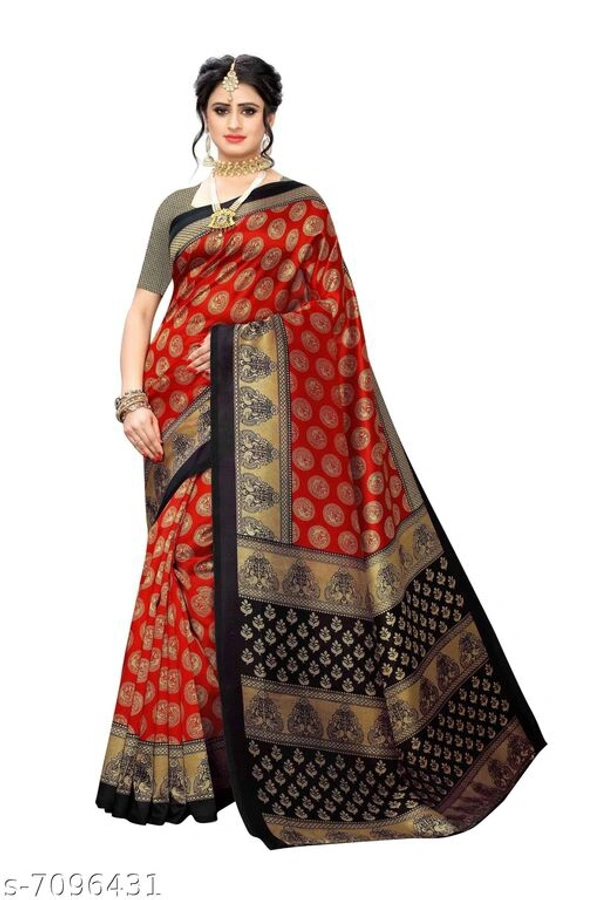 Attractive Art Silk Saree - Redorange , Free size
