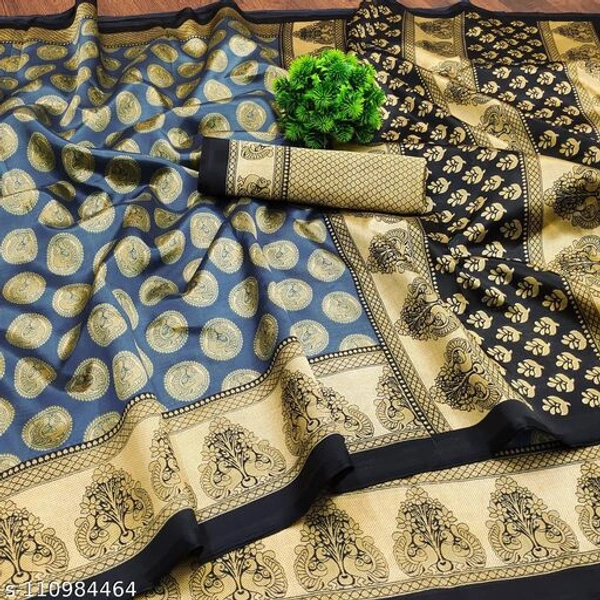 Attractive Art Silk Saree - Sky Blue , Free size
