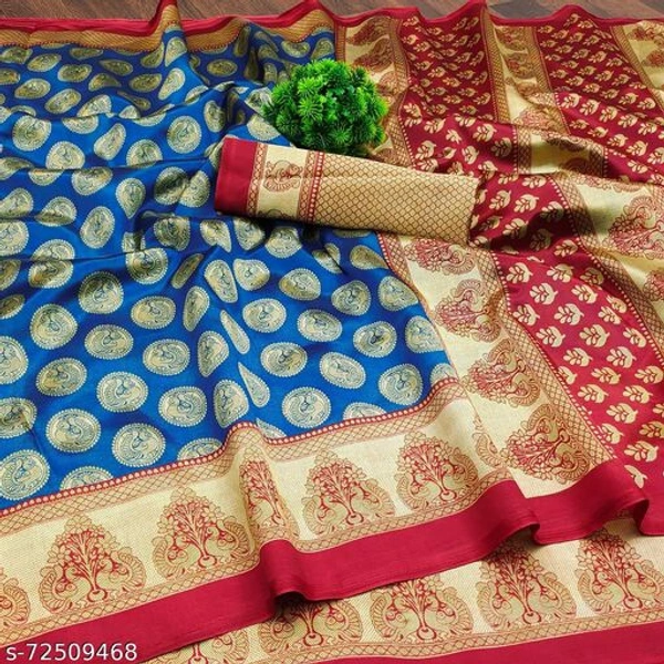 Attractive Art Silk Saree - Blue , Free size