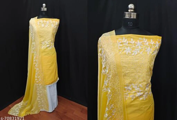 jalpa fancy dress materials - yellow , Free Size Semi Stitched