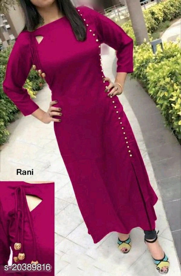 Women Rayon Straight Solid Yellow Kurti Maha Price Drop Sale - Rani , M 