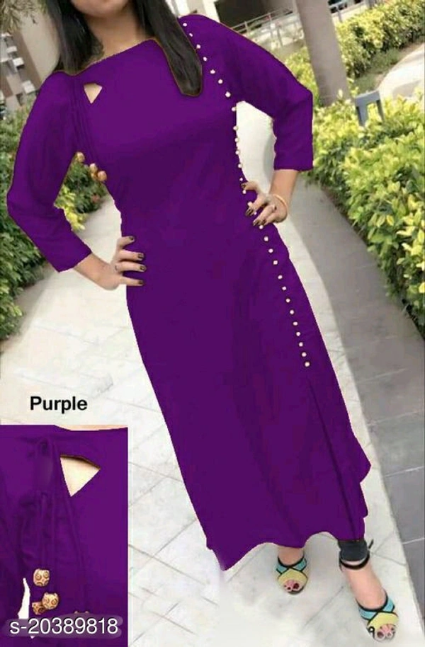 Women Rayon Straight Solid Yellow Kurti Maha Price Drop Sale - purple , M 