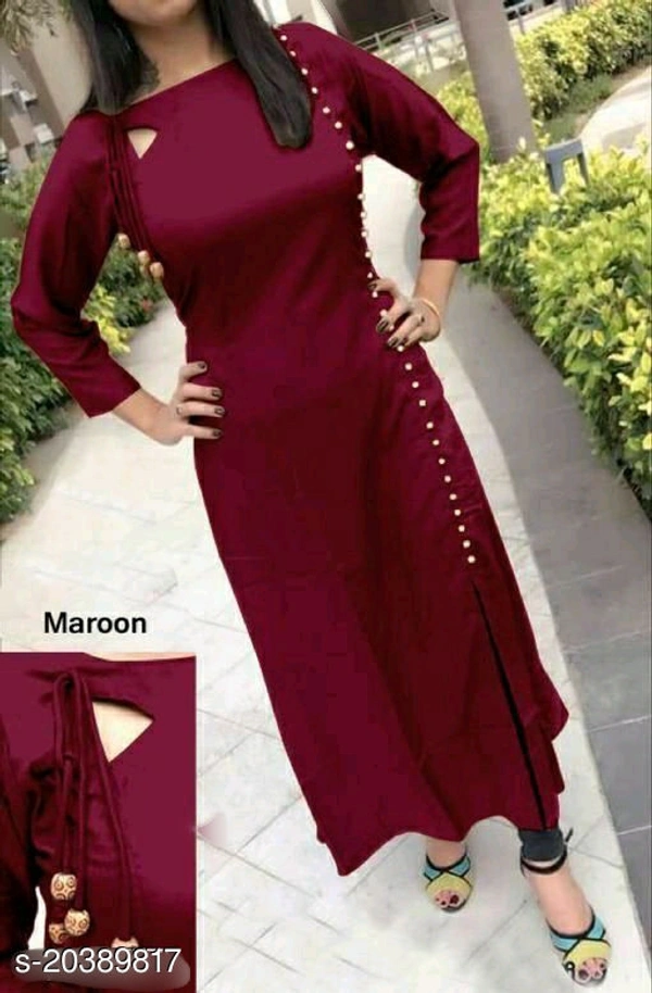 Women Rayon Straight Solid Yellow Kurti Maha Price Drop Sale - Maroon, XXL 
