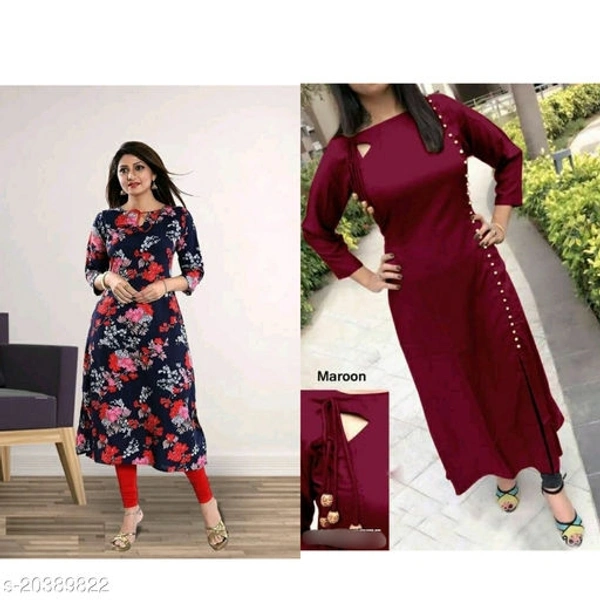 Women Rayon Straight Solid Yellow Kurti Maha Price Drop Sale - red Maroon , L 