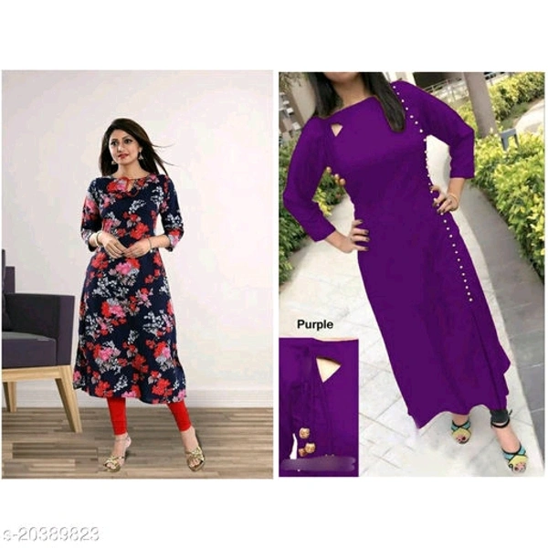 Women Rayon Straight Solid Yellow Kurti Maha Price Drop Sale - red Purple , XXL 