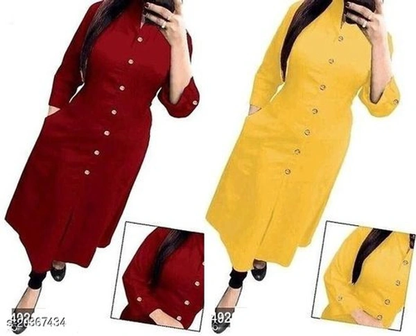 Women Rayon A-line Solid Yellow Kurti - maroon Yellow , L 