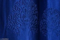 Long Crush Punch Tree Imported Floral Fabric Curtain - Nevy Blue, 7 Feet