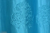 Long Crush Punch Tree Imported Floral Fabric Curtain - Sky Blue, 7 Feet