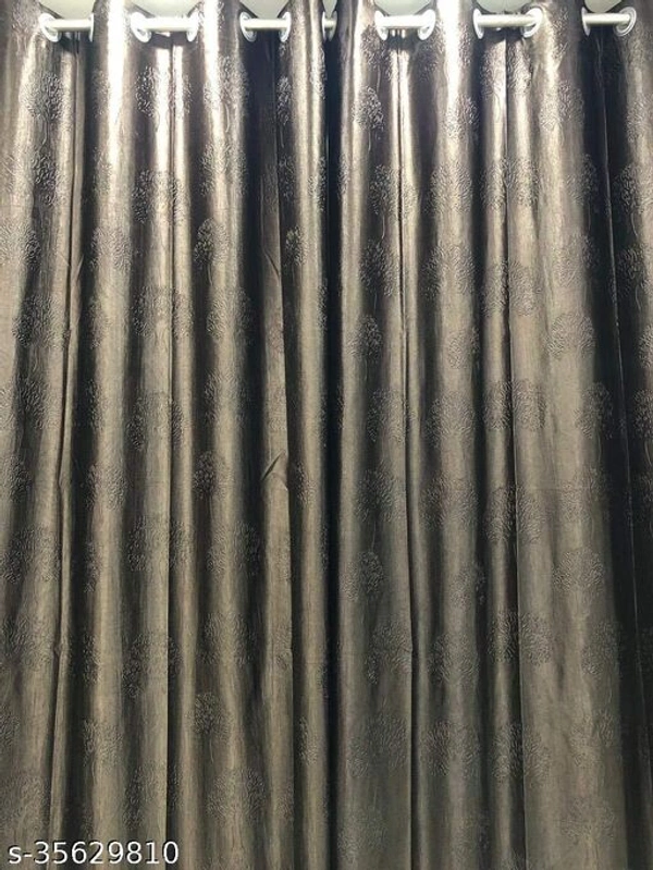 Long Crush Punch Tree Imported Floral Fabric Curtain - Grey, 5 Feet