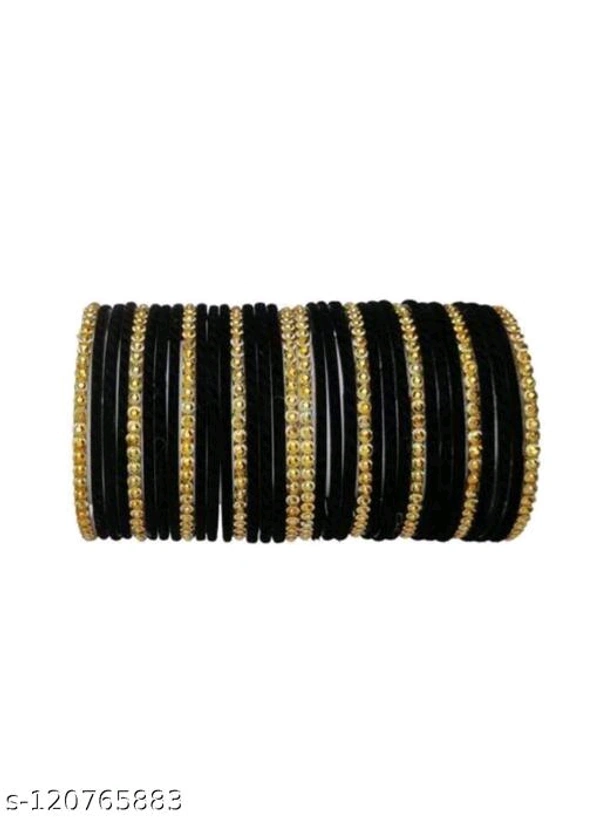 PRANICA TRADERS PRESENT Meesho Online Shopping-Lowest Prices,Great Quality  Pink velvet guddan set ( Pack of 36 bangles) - black , 2.4