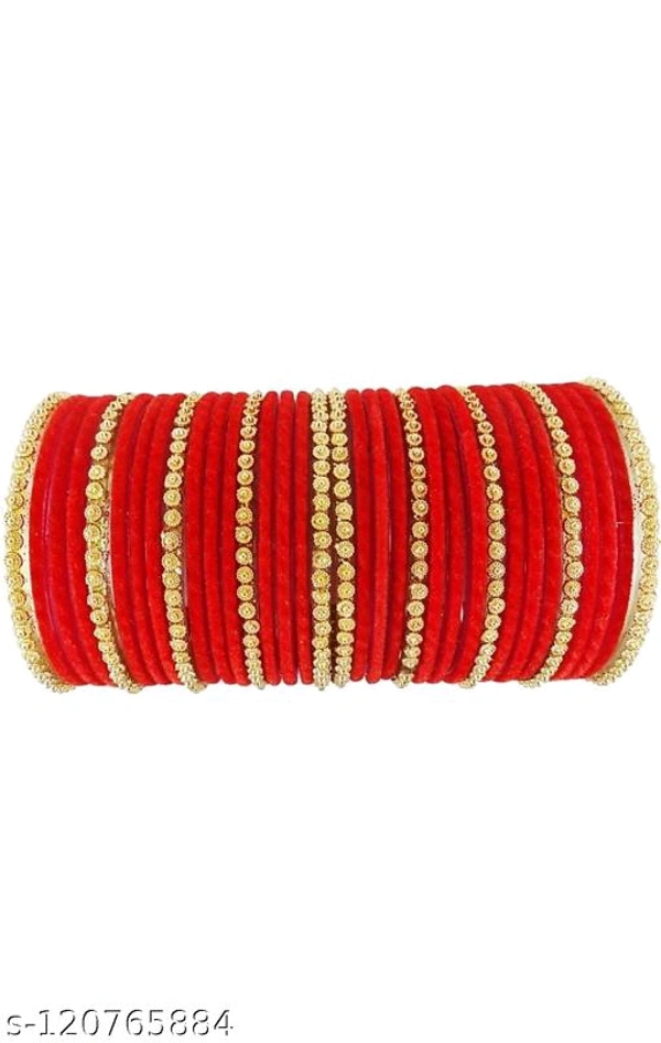 PRANICA TRADERS PRESENT Meesho Online Shopping-Lowest Prices,Great Quality  Pink velvet guddan set ( Pack of 36 bangles) - red , 2.6 