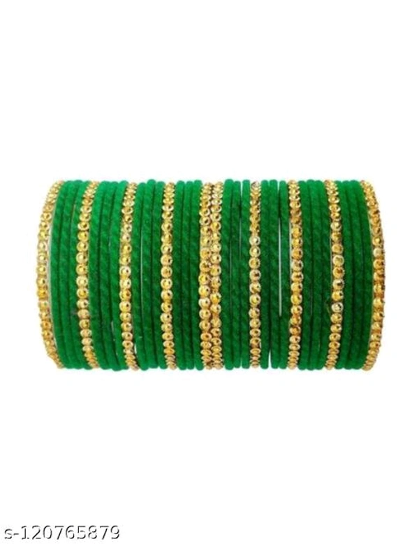 PRANICA TRADERS PRESENT Meesho Online Shopping-Lowest Prices,Great Quality  Pink velvet guddan set ( Pack of 36 bangles) - Green, 2.8 