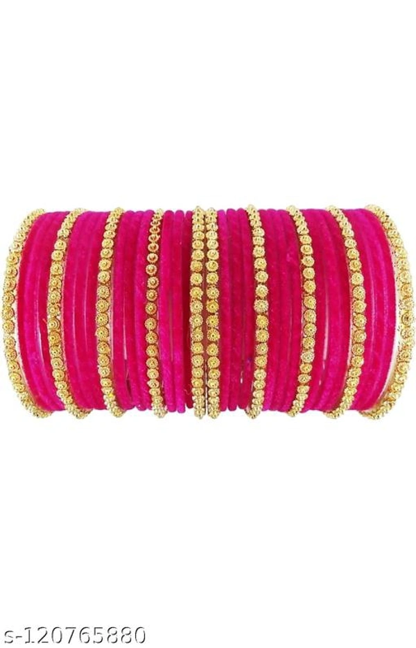 PRANICA TRADERS PRESENT Meesho Online Shopping-Lowest Prices,Great Quality  Pink velvet guddan set ( Pack of 36 bangles) - Pink , 2.8 