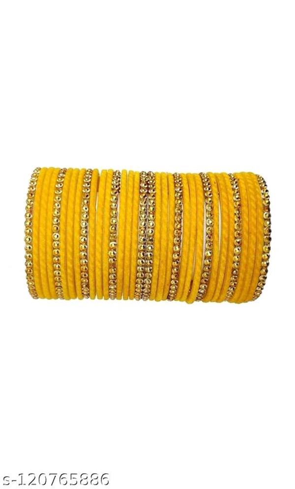 PRANICA TRADERS PRESENT Meesho Online Shopping-Lowest Prices,Great Quality  Pink velvet guddan set ( Pack of 36 bangles) - yellow , 2.2 