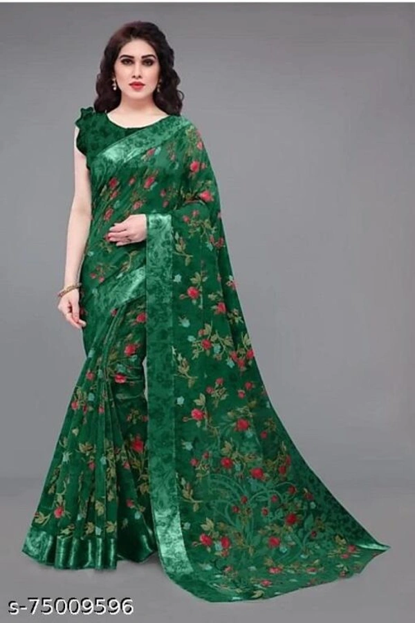 Fancy Cotton Sarees - Free Size , Green