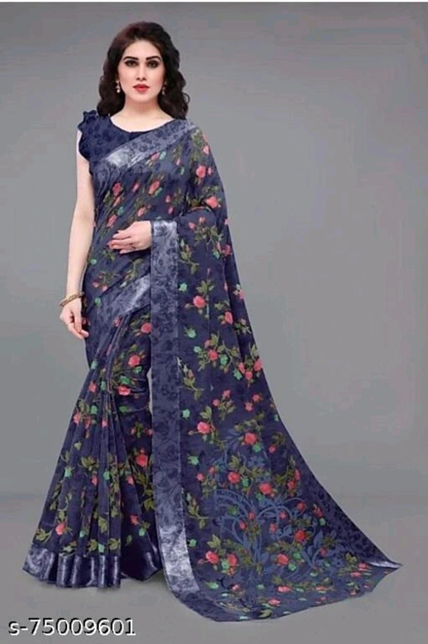 Fancy Cotton Sarees - Free Size, Nevy Blue