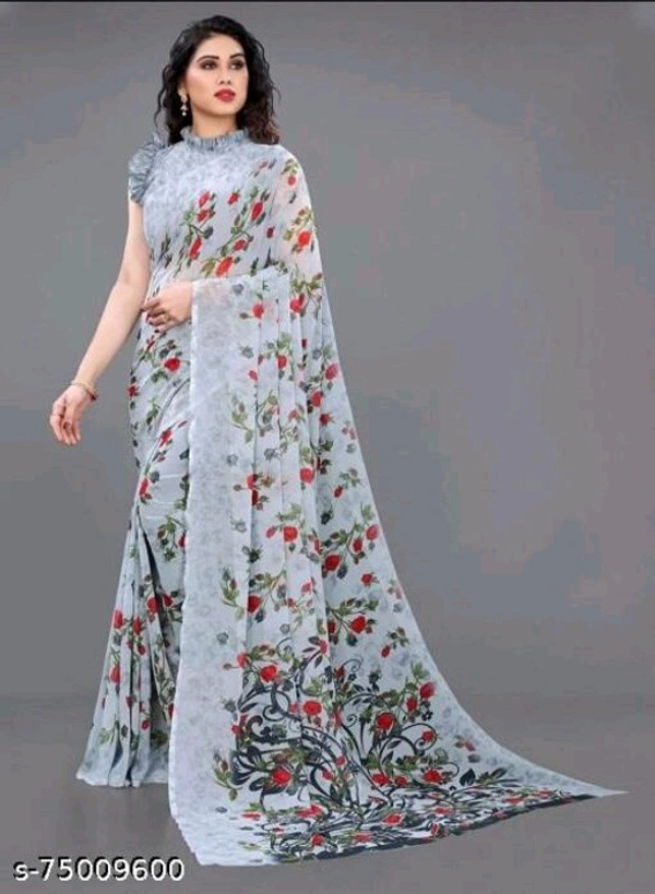 Fancy Cotton Sarees - Free Size, Whait