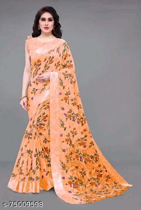 Fancy Cotton Sarees - Free Size, Orange
