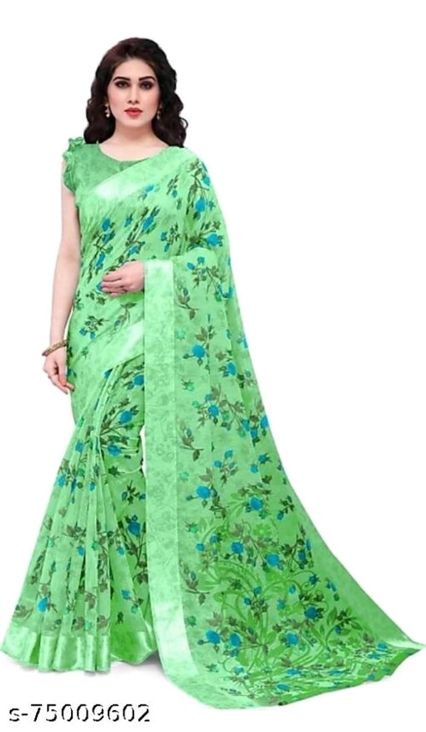Fancy Cotton Sarees - Free Size, Pista Green