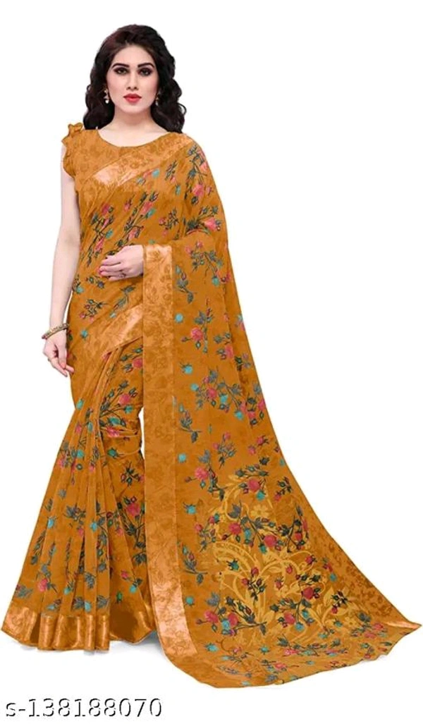 Fancy Cotton Sarees - Free Size, Yellow