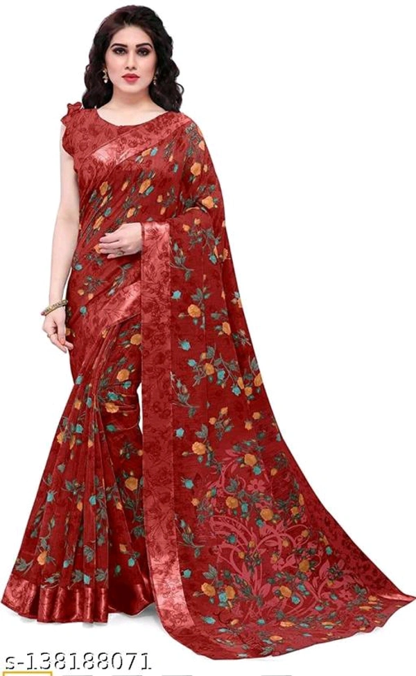 Fancy Cotton Sarees - Free Size, Red