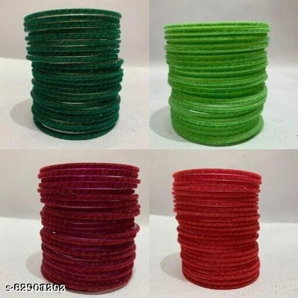 Trendy 4 different colour velvet bangles ( pack of 96) - 2.6 , Multi Colour 
