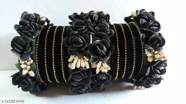 FLOWER CHUDA BANGLES - black , 2.4