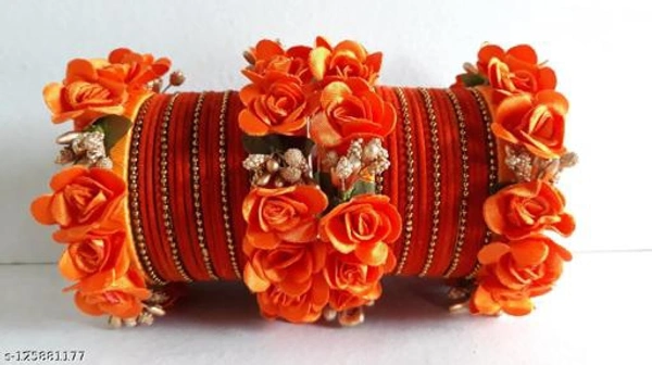 FLOWER CHUDA BANGLES - Orenge , 2.4