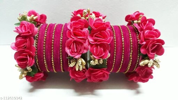 FLOWER CHUDA BANGLES - Ruby , 2.6 