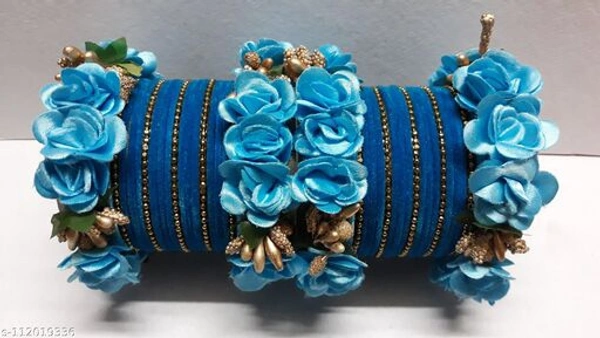 FLOWER CHUDA BANGLES - aqua , 2.6 